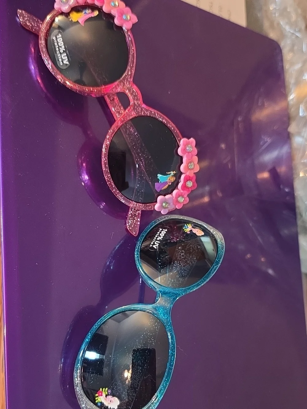 Kids New Disney Store Glitter Flower Sunglasses-Princesses